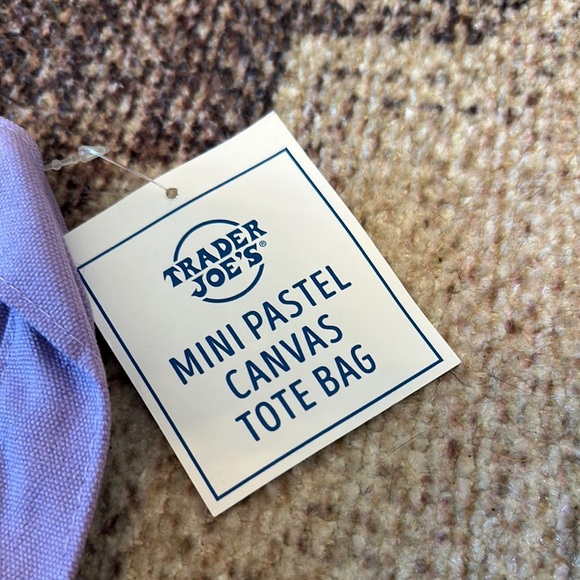 Trader Joes mini pastel canvas tote bag in purple - Picture 2 of 4
